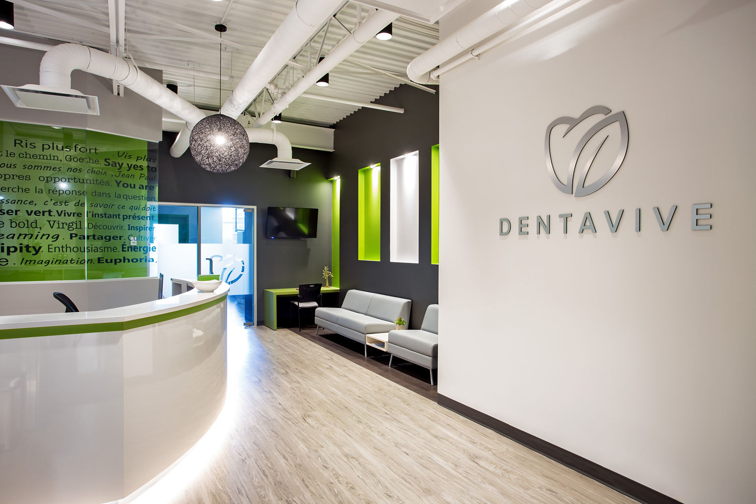Aménagement intérieur de la clinique dentaire Dentavive à Montréal